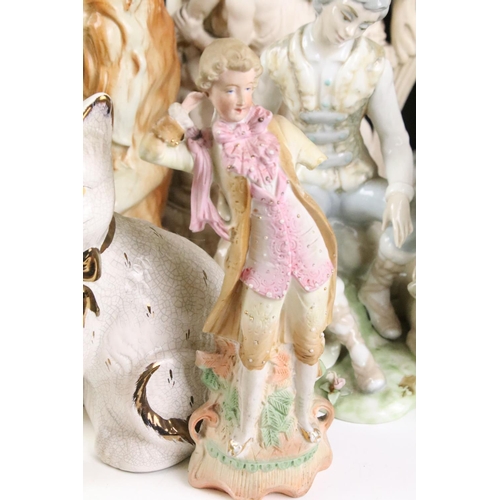 96 - Large collection of Staffordshire figures to include Scottish subjects, Continental figurines and a ... 