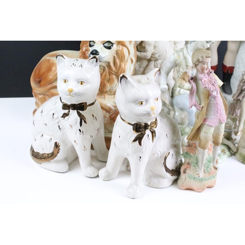 96 - Large collection of Staffordshire figures to include Scottish subjects, Continental figurines and a ... 