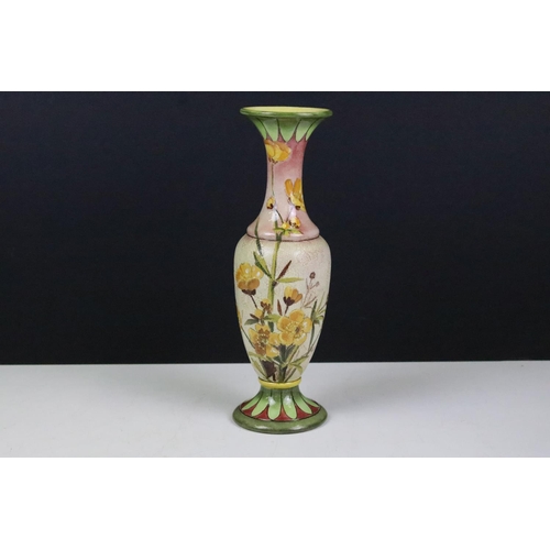 98 - Doulton Lambeth Art Nouveau style vase, painted with repeating pattern of a girl reading under a sty... 