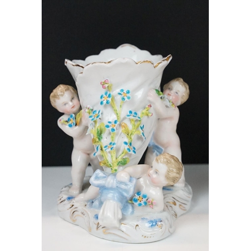 10 - Group of classical porcelain figures to include a Victorian Staffordshire pottery sheep (approx 8cm ... 