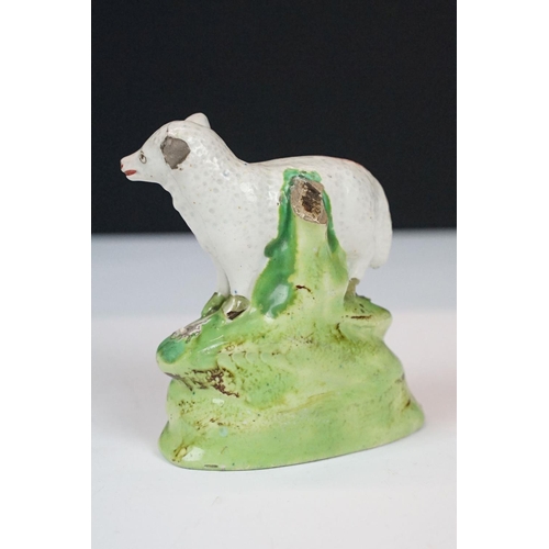 10 - Group of classical porcelain figures to include a Victorian Staffordshire pottery sheep (approx 8cm ... 