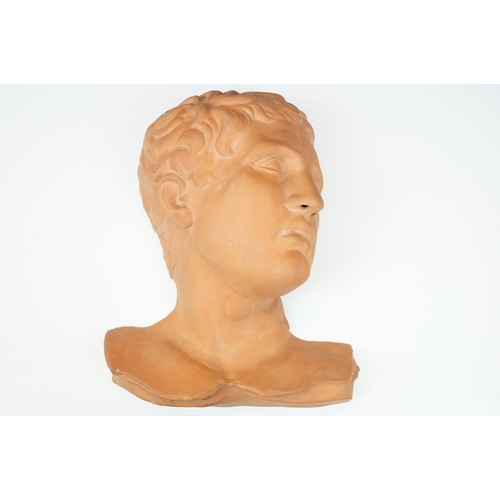 28 - Borghese Warrior type classical terracotta bust, approx 32cm tall