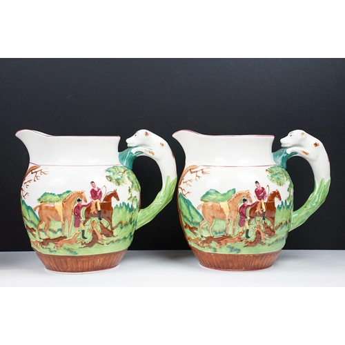 33 - Collection of mainly 19th century ceramics to include a pair of Wedgwood Dye Ken John Peel jugs with... 