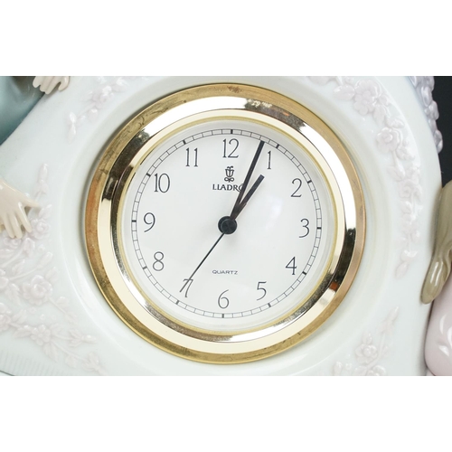 43 - Boxed Lladro 5776 Sisters Clock, quartz movement, approx 31cm wide