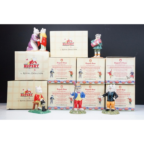 49 - Collection of Royal Doulton Rupert figurines in original boxes. Lot includes nine bears in total.