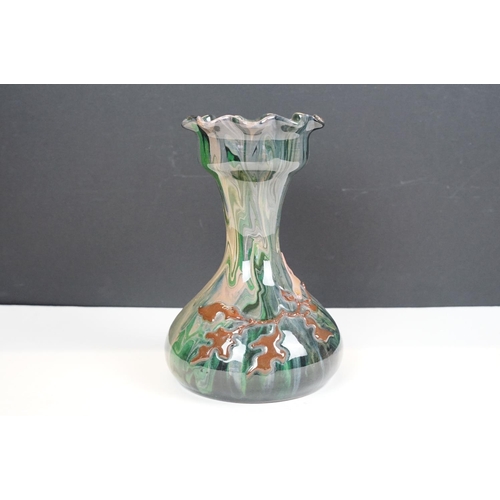 69 - Elton ware pottery vase with marbled glaze and relief floral decoration, signed to base, approx 18cm... 