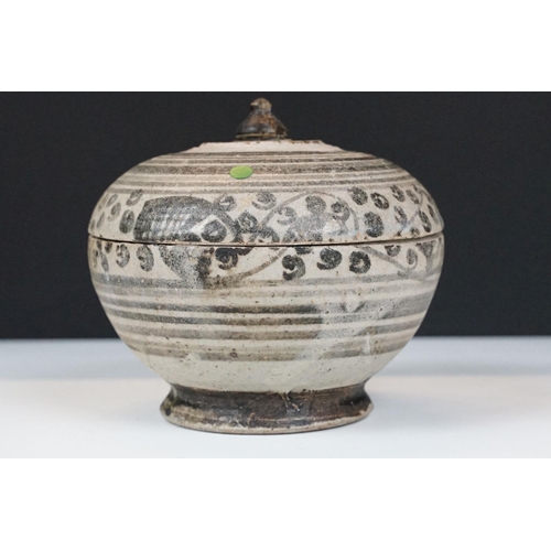 7 - Group of three South East Asian ceramics to include a large blue & white pottery ovoid vessel with g... 