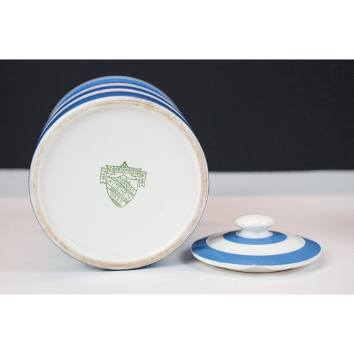 76 - TG Green Cornish Ware blue & white ceramics, four pieces, to include milk jug, mug & cover, water ju... 