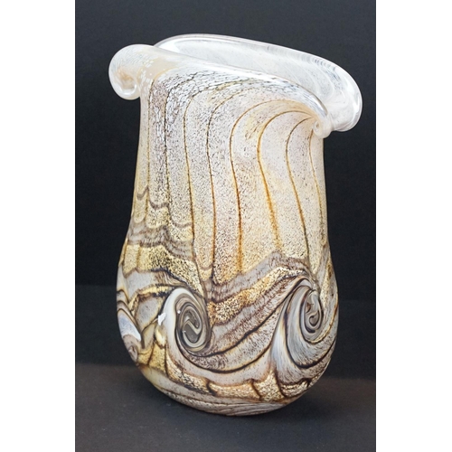 9 - Gozo Glass - An art glass vase with scrolled & mottled decoration, signed to base, with label, appro... 