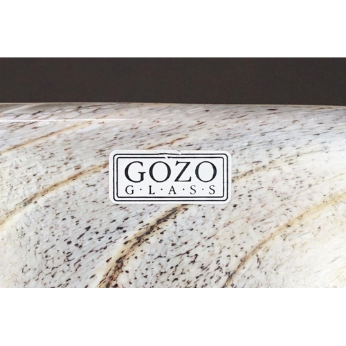 9 - Gozo Glass - An art glass vase with scrolled & mottled decoration, signed to base, with label, appro... 