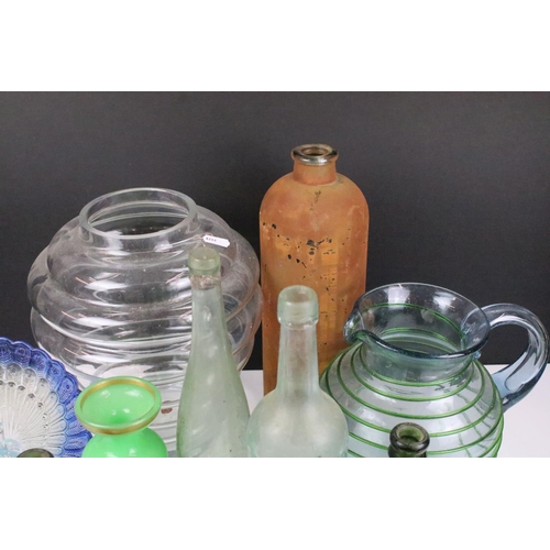 118 - Collection of vintage glass & stoneware bottles to include a Codd bottle, together with mixed 20th c... 