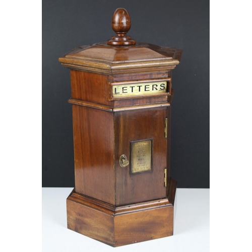 174 - 19th Century style wooden six sided post box with brass fittings