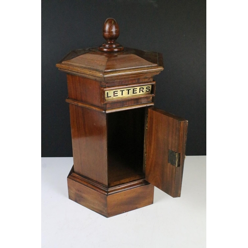 174 - 19th Century style wooden six sided post box with brass fittings