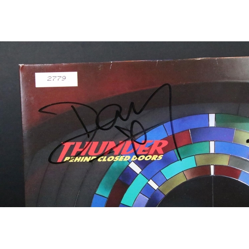 505 - Vinyl & Autographs - 3 Fully Signed Thunder LPs to include Behind Closed Doors (ltd edn blue & red v... 