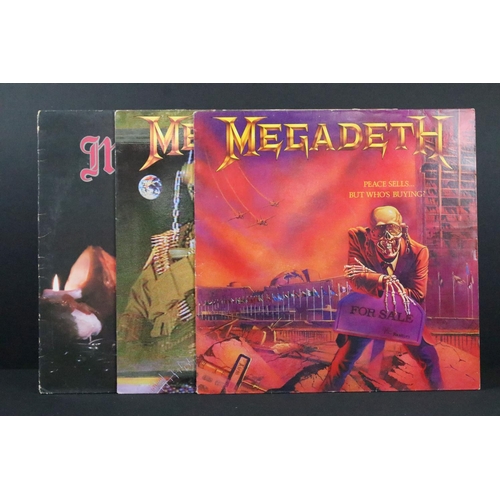 517 - Vinyl - 3 albums by Megadeth to include: Peace Sells... But Who's Buying? (UK 1986 1st pressing with... 