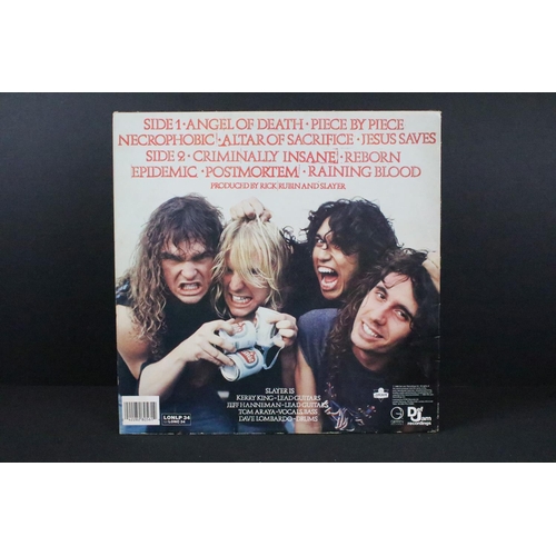 518 - Vinyl - 2 albums by Slayer to include: Reign In Blood (Original UK 1986 1st pressing with printed in... 