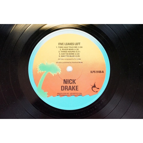 13 - Vinyl - 2 Nick Drake LPs to include: Five Leaves Left (UK 1976 palm tree labels, Island Records ILPS... 