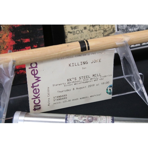 1527 - Memorabilia - 13 items of Killing Joke memorabilia to include: Killing Joke drum stick from their gi... 