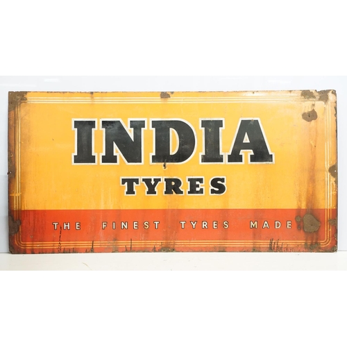 1 - Advertising - Large India Tyres 'The Finest Tyres Made' enamel sign, 71