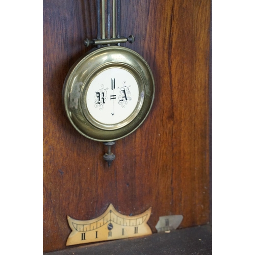 106 - Early 20th century Vienna pendulum wall clock, the enameled face with Roman numerals to the chapter ... 