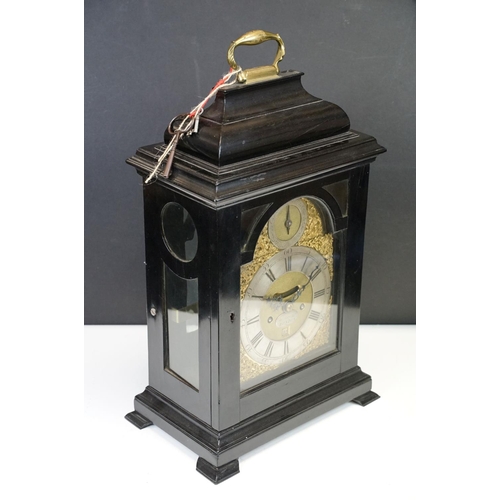 114 - Charles Blanchard of London 18th century chiming bracket clock within an inverted bell top case with... 