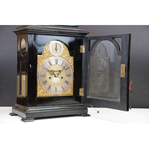 114 - Charles Blanchard of London 18th century chiming bracket clock within an inverted bell top case with... 