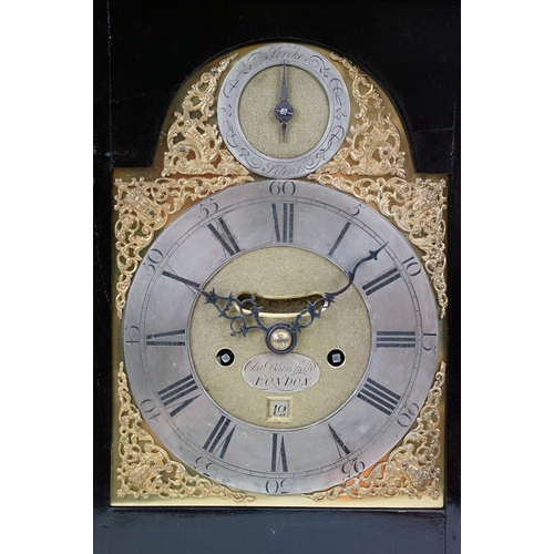 114 - Charles Blanchard of London 18th century chiming bracket clock within an inverted bell top case with... 