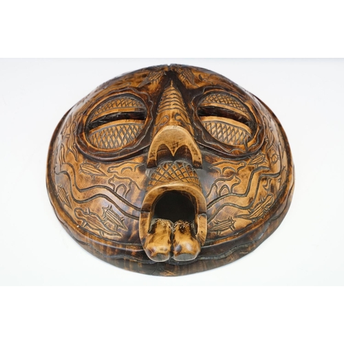 116 - Large carved wood tribal mask, 40cm high