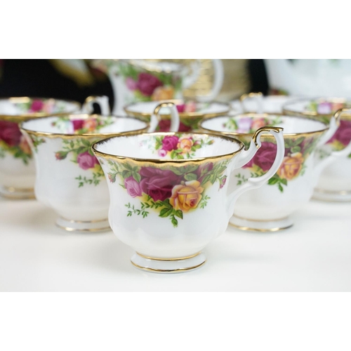 120 - Royal Albert 'Old Country Roses' tea set to include teapot, 8 teacups & saucers, 8 tea plates, milk ... 