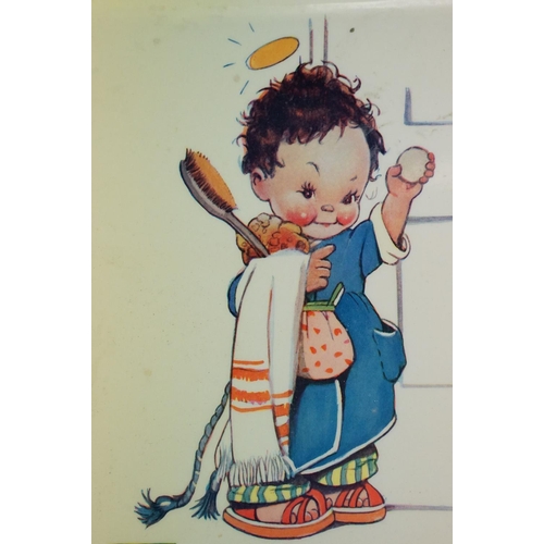 122 - Original ‘ Mabel Lucie Atwell ‘ bathroom wipeable sign produced by Valentine & Sons Ltd, 31cm x 20cm