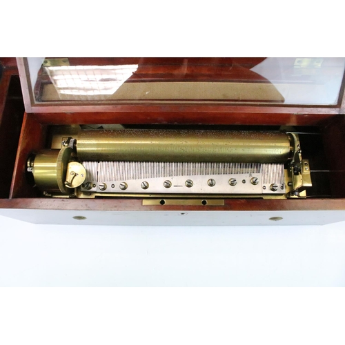 13 - 19th Century Nicole Freres six air Swiss cylinder music box, with hidden drum and bell, the marquetr... 