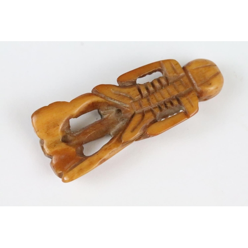 158 - Two carved bone netsuke figures in the form of skeletons, 5.5cm - 6cm