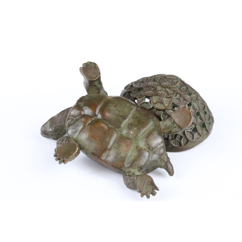 163 - A Chinese bronze giant tortoise incence burner.