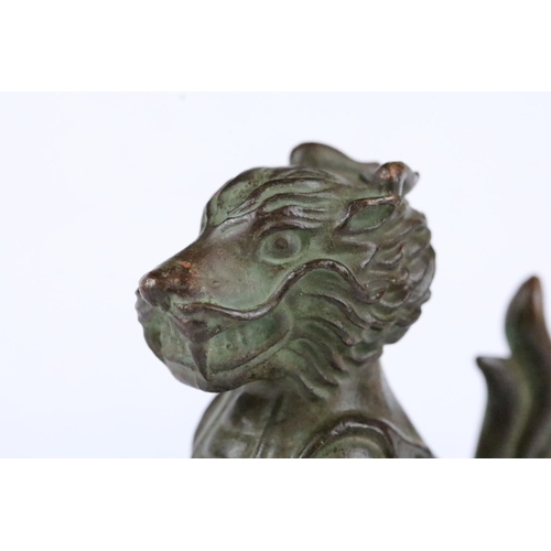 185 - A Chinese ornamental bronze dog of foo statue