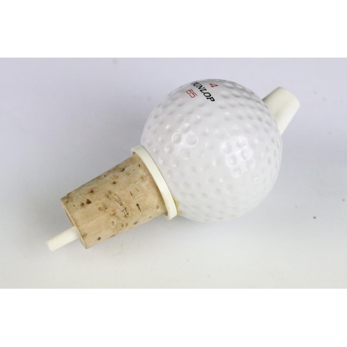 194 - Group of vintage golfing items to include a silver plated cruet set in the form of golf balls in a c... 