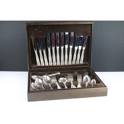 196 - A canteen of silver plated cutlery together with a cased fish knife set.