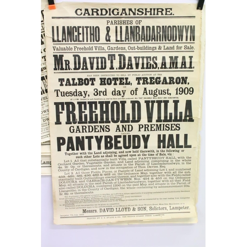 199 - A collection of ten welsh farm and property auction posters dating from 1881 to 1926.