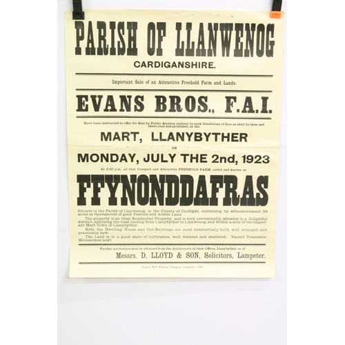 199 - A collection of ten welsh farm and property auction posters dating from 1881 to 1926.