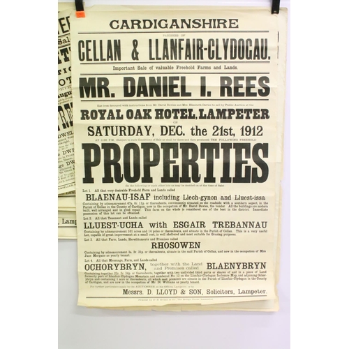 199 - A collection of ten welsh farm and property auction posters dating from 1881 to 1926.