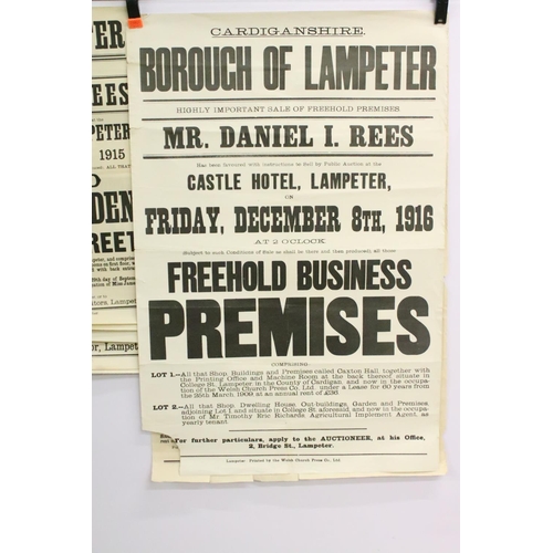 199 - A collection of ten welsh farm and property auction posters dating from 1881 to 1926.