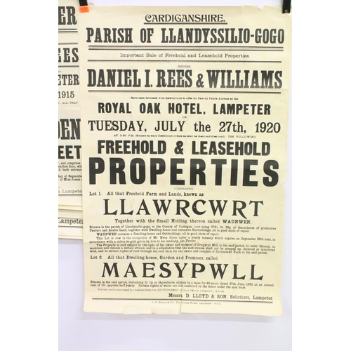 199 - A collection of ten welsh farm and property auction posters dating from 1881 to 1926.