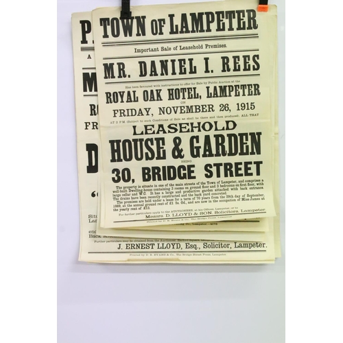 199 - A collection of ten welsh farm and property auction posters dating from 1881 to 1926.