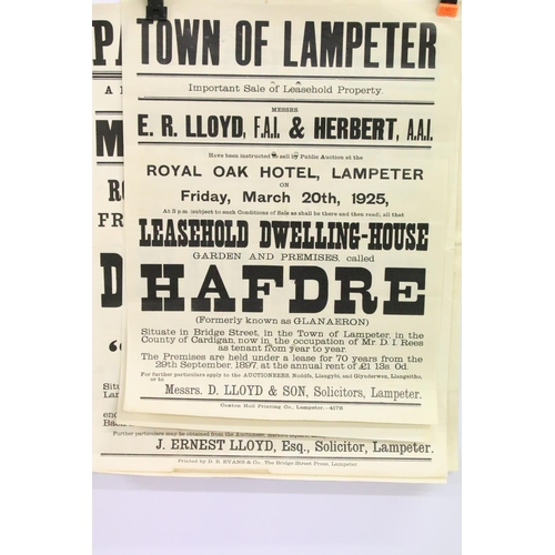 199 - A collection of ten welsh farm and property auction posters dating from 1881 to 1926.