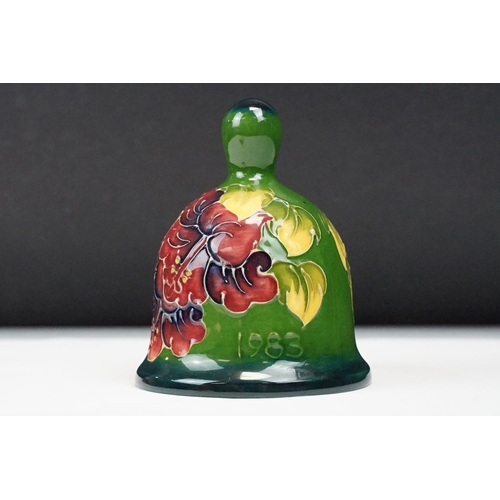 23 - Moorcroft Year Bell First Edition 1983 decorated in the Hibiscus pattern, ltd edn, no. 104/1000, wit... 