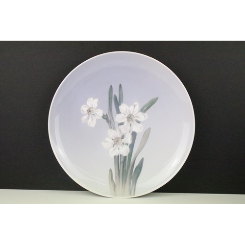 235 - Royal Copenhagen, five pieces, to include White Narcissus plate (1125, 25cm diameter), 'Blossom' vas... 