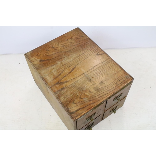 260 - Early 20th century oak chest of four small office drawers, 30.5cm high x 38cm wide x 49cm deep