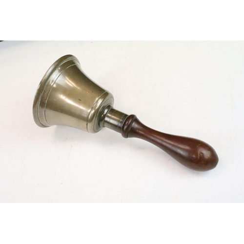 266 - Brass bell with turned wooden handle, approx 10