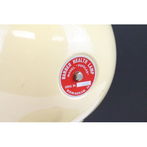 268 - Barber Health Lamp, cream enamel, with original red Barber tag and bulb, 15