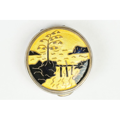 300 - An Art Deco fully hallmarked sterling silver powder compact with enamel decoration, maker marked for... 