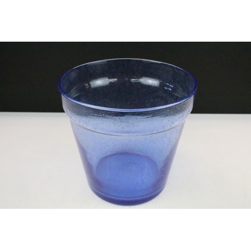 311 - A mid 20th century blue textured glass wine cooler, stands approx 20cm in height.